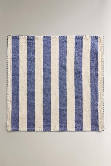 LOT SERVIETTES BANDES FIL TEINTÉ (LOT DE 2) - Écru / Bleu de Zara - Image 1