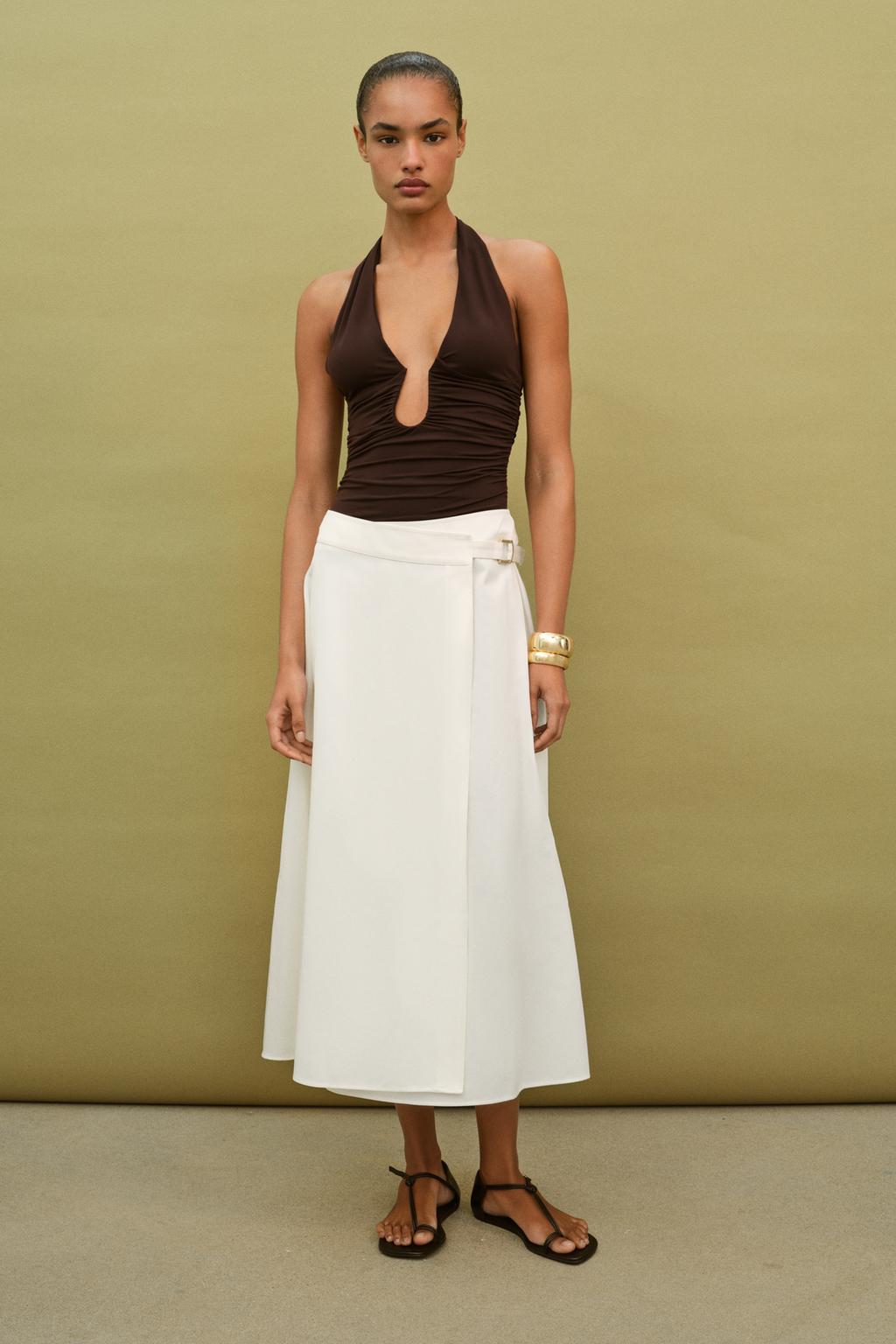 DRAPED POLYAMIDE BODYSUIT