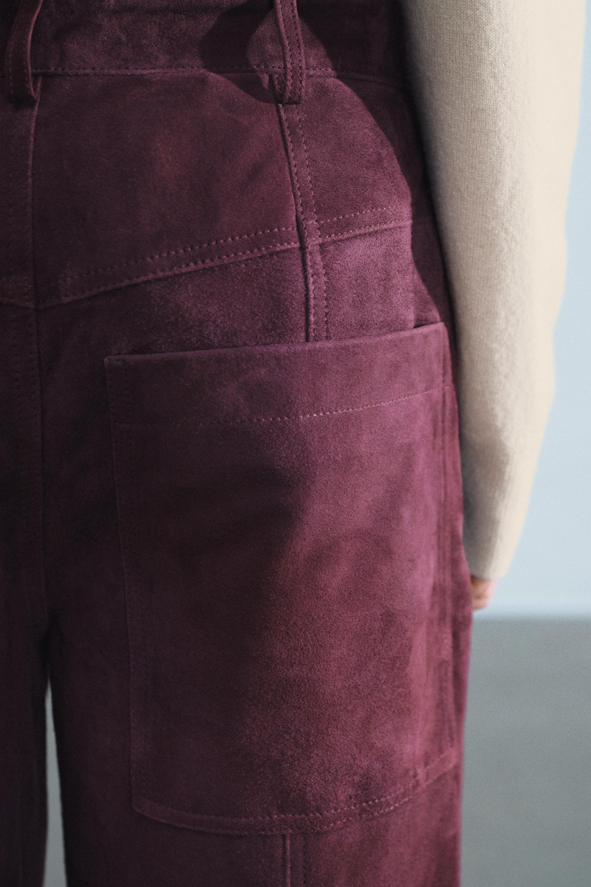 PANTALON EN CUIR DAIM 100 % AVEC POCHES ZW COLLECTION