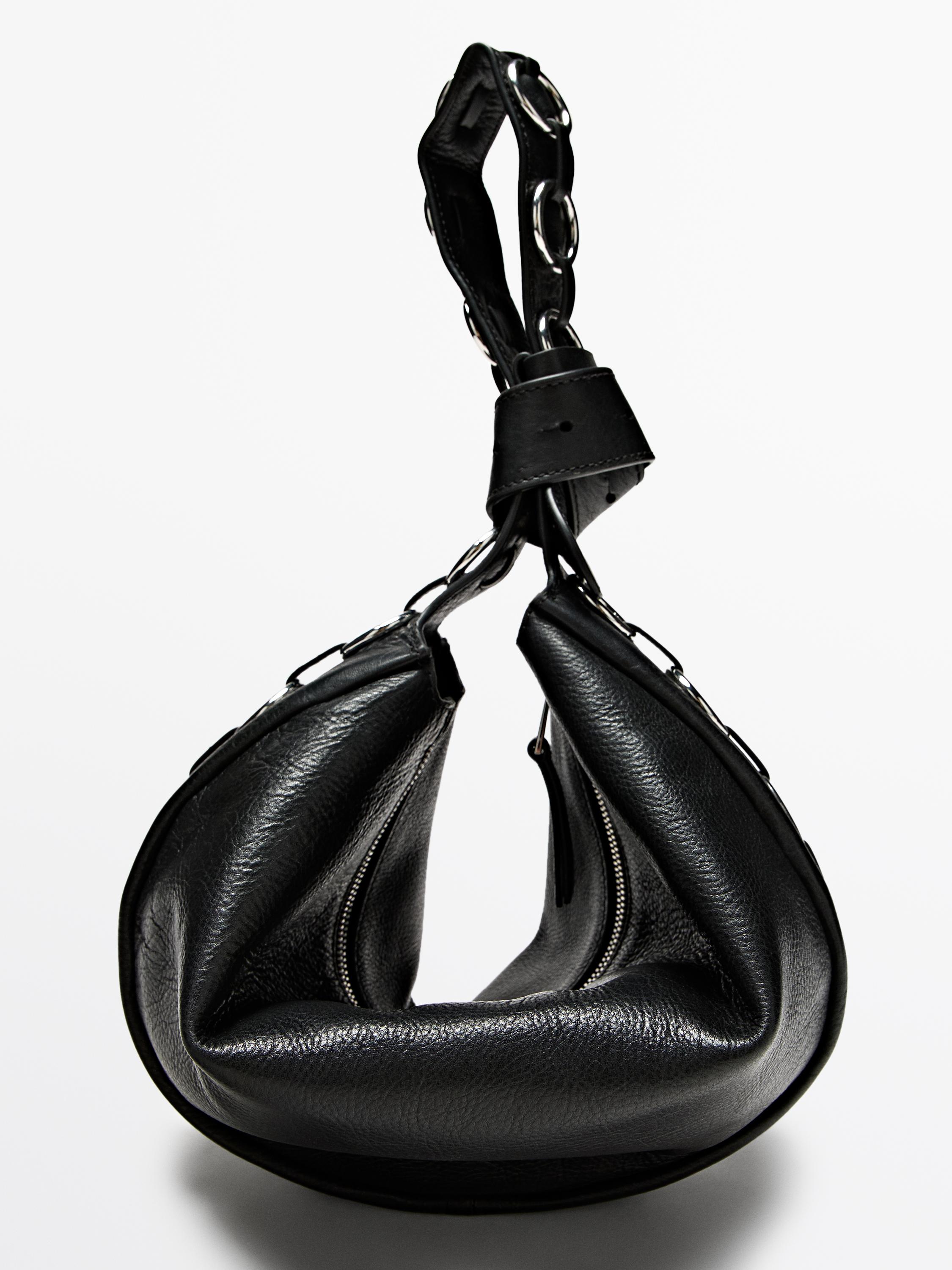 Nappa leather bag with eyelets