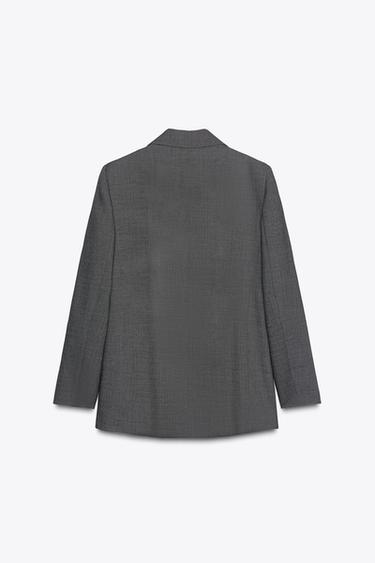 DOUBLE-BREASTED BLAZER WITH SHOULDER PADS - Black / Ecru by Zara