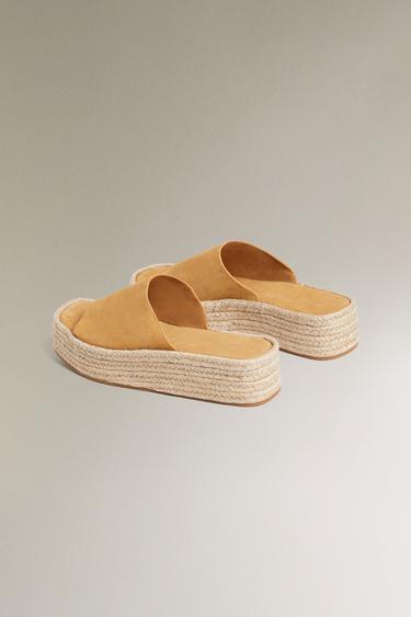 SANDALES COMPENSÉES CUIR - Marron de Zara - Image 5