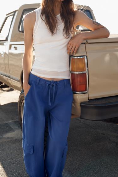 Zara FAUX DOUBLE SLEEVELESS T-SHIRT - Ecru