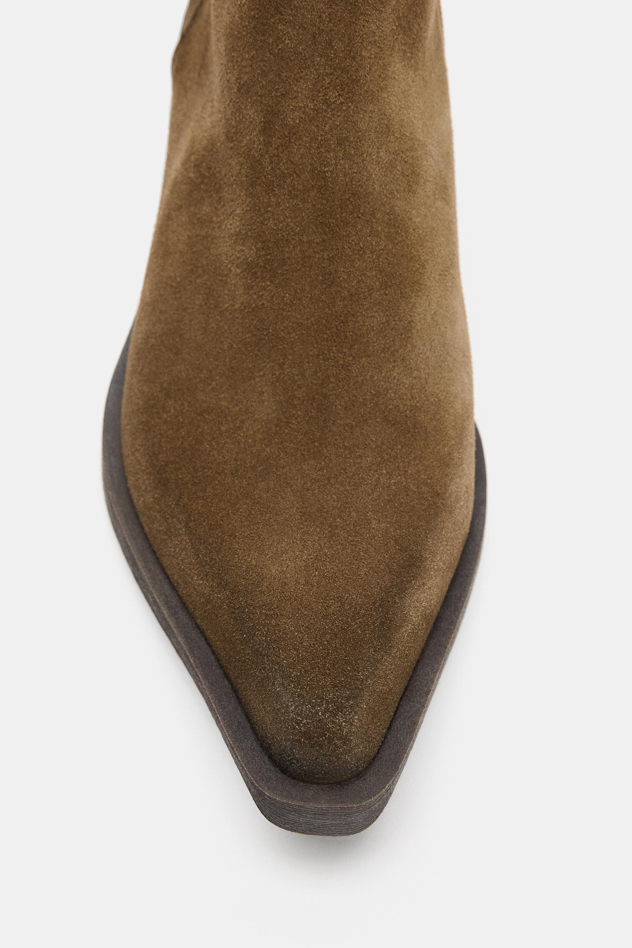 LEATHER DISTRESSED EFFECT ANKLE BOOTS