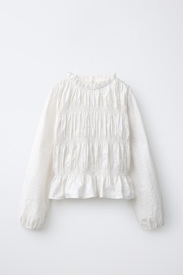 STRIPED GATHERED BLOUSE - Vanilla by Zara - Image 0
