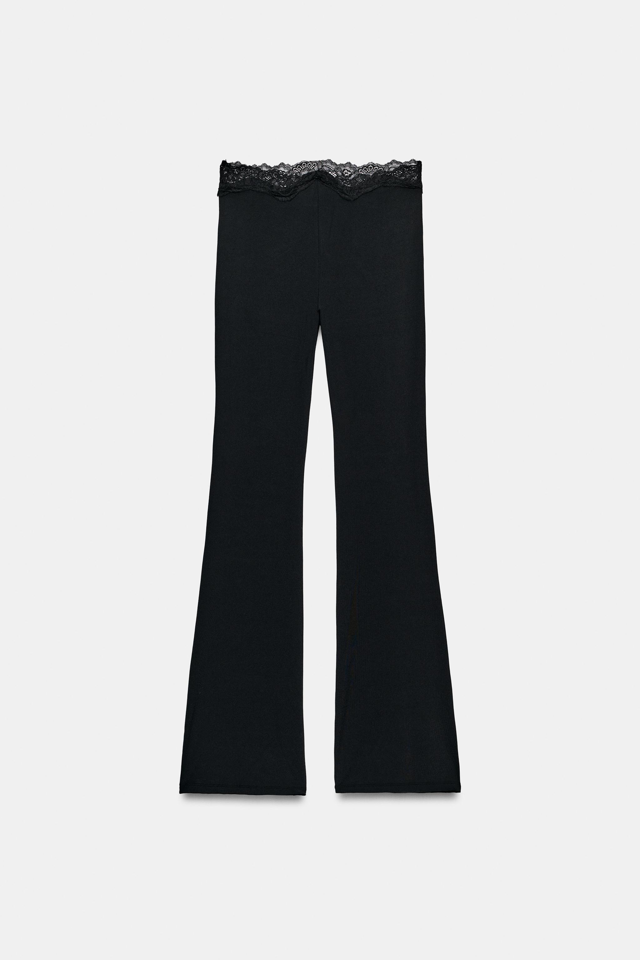 Женские брюки Zara POLYAMIDE LACE FLARE PANTS — фото 5