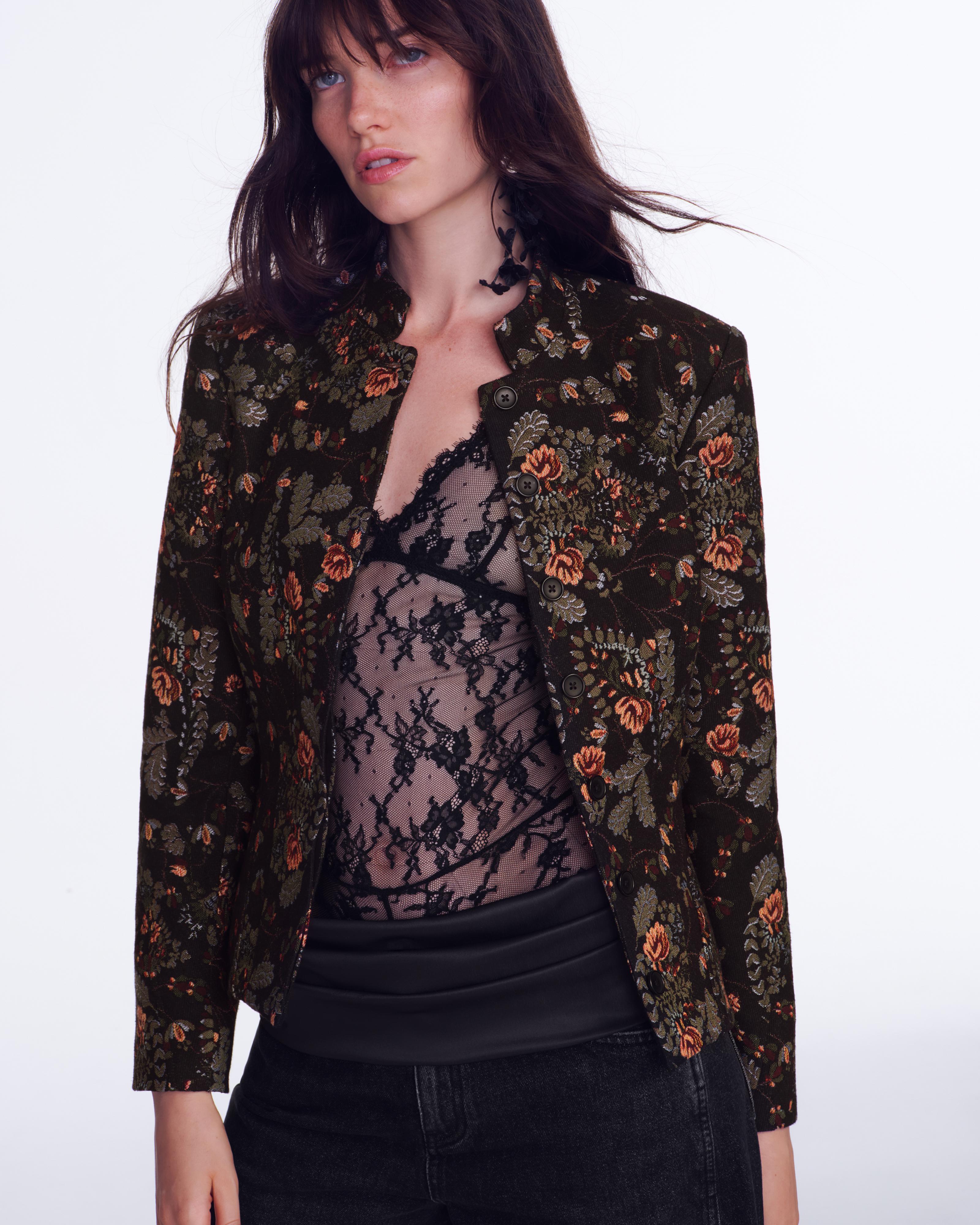 LACE STRAPPY BODYSUIT — Black