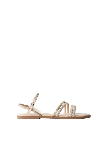 SANDALIA TIRAS BRILLO - Oro de Zara