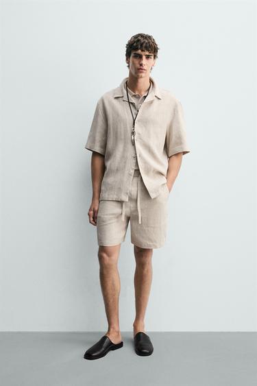 RELAXED FIT LINEN SHIRT - Light beige by Zara - Image 0