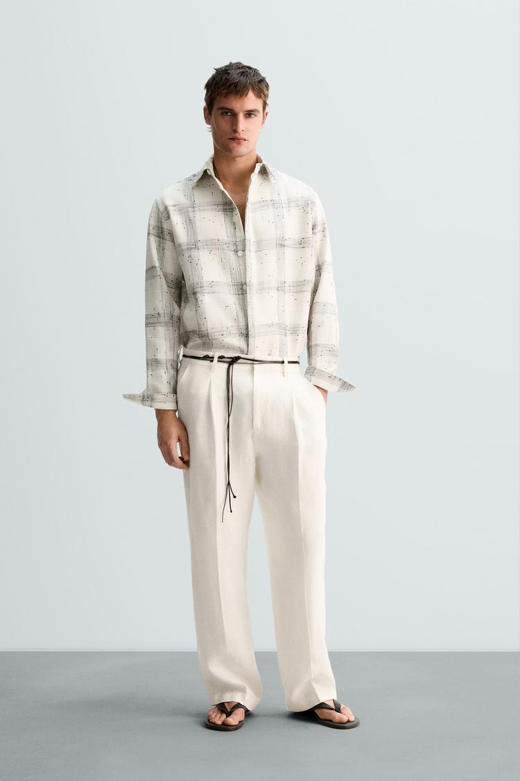 LIMITED EDITION TEXTURED CHECK OVERSHIRT Black White ZARA