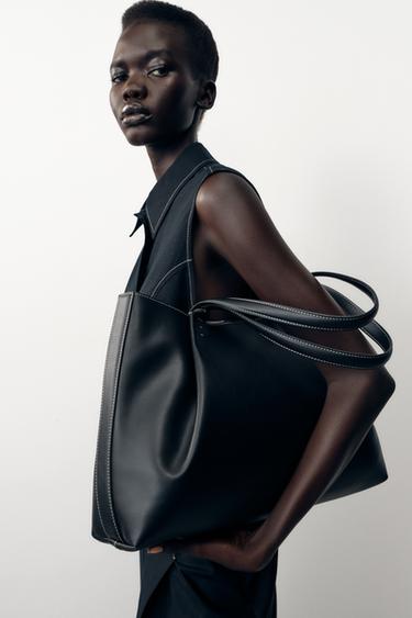 Zara CLIP SHOPPER BAG - Black