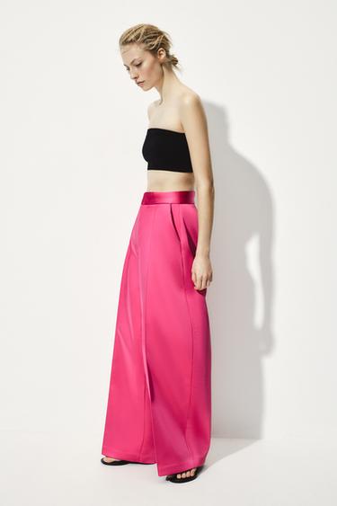 PANTALÓN BALLOON SATINADO - Fucsia de Zara