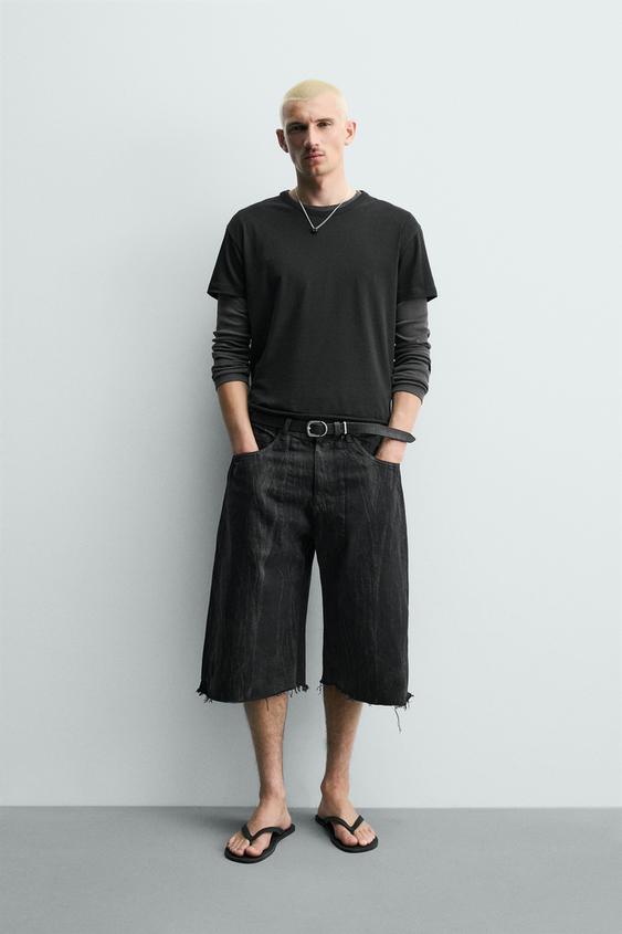 WASHED PRINT DENIM JORTS from Zara - $79.90