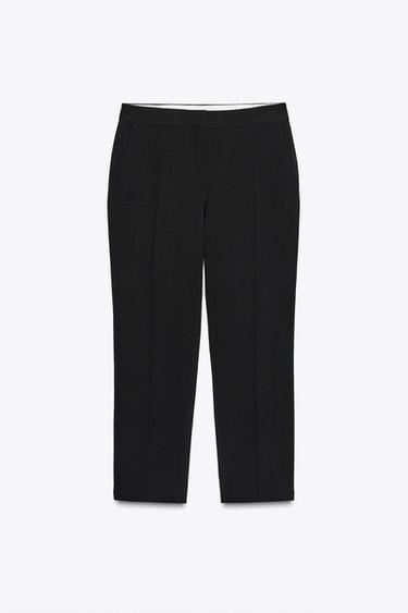 Zara SLIT ANKLE PANTS - Black