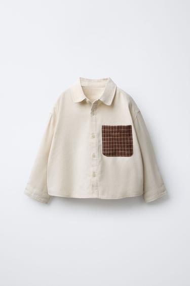 CAMISA BOLSILLO CUADROS - Crudo de Zara