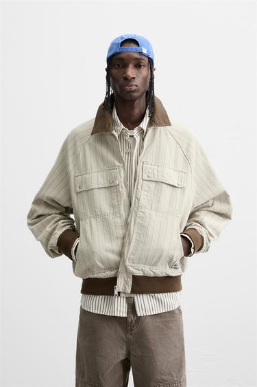 BLOUSON À RAYURES CONTRASTÉES - Écru de Zara