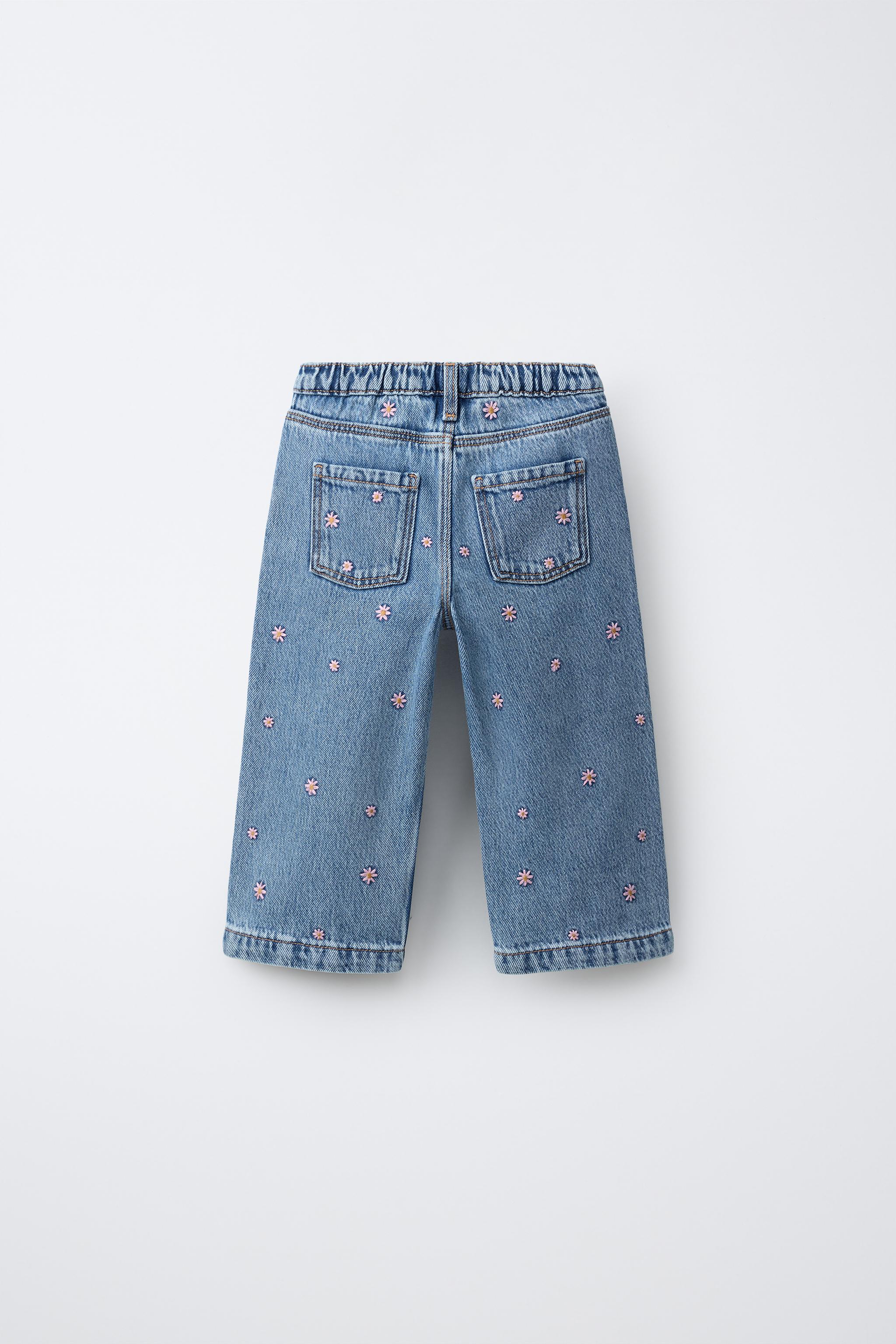 Детские джинсы Zara EMBROIDERED FLORAL CULOTTE JEANS — фото 3