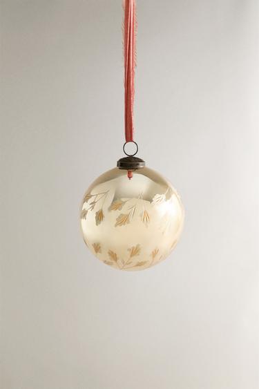 WEIHNACHTSBAUMSCHMUCK KUGEL BLÄTTER GLANZ - Silber von Zara - Bild 0