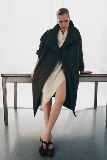 ТРЕНЧ ОВЕРСАЙЗ В КЛЕТКУ — ZW COLLECTION — ШОКОЛАДНЫЙ от Zara