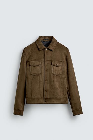 FAUX SUEDE REGULAR FIT JACKET - camel by Zara