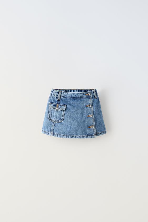 DENIM BERMUDA SKORT - Mid-blue | ZARA United Kingdom