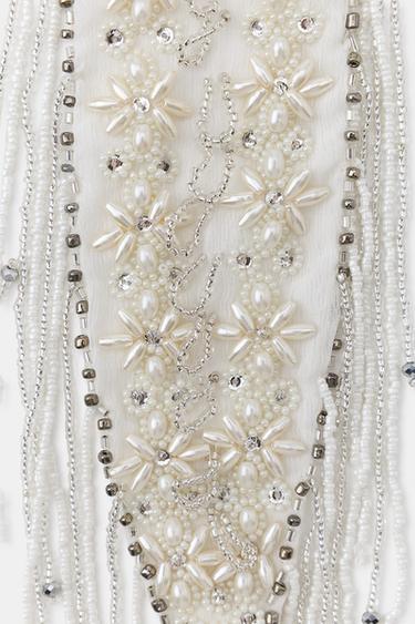 LIMITED EDITION BEADED JEWEL BANDANA - White by Zara - Image 4