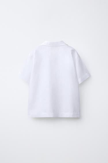 CHEMISE BOWLING LIN ET COTON - Blanc de Zara - Image 1