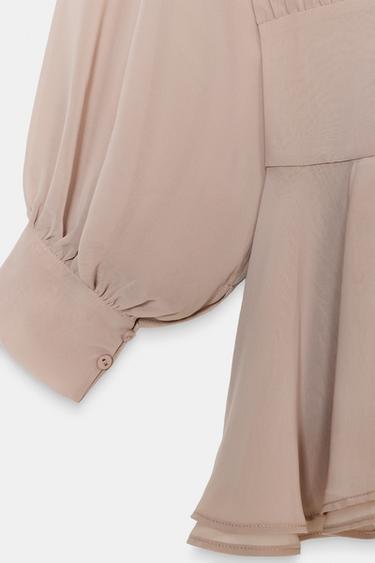 SHORT FLOWING DRESS WITH TIE DETAIL - Dark straw by Zara - Image 6