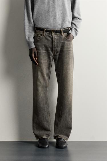 STRAIGHT BOOTCUT FIT JEANS — Grey / Beige 2