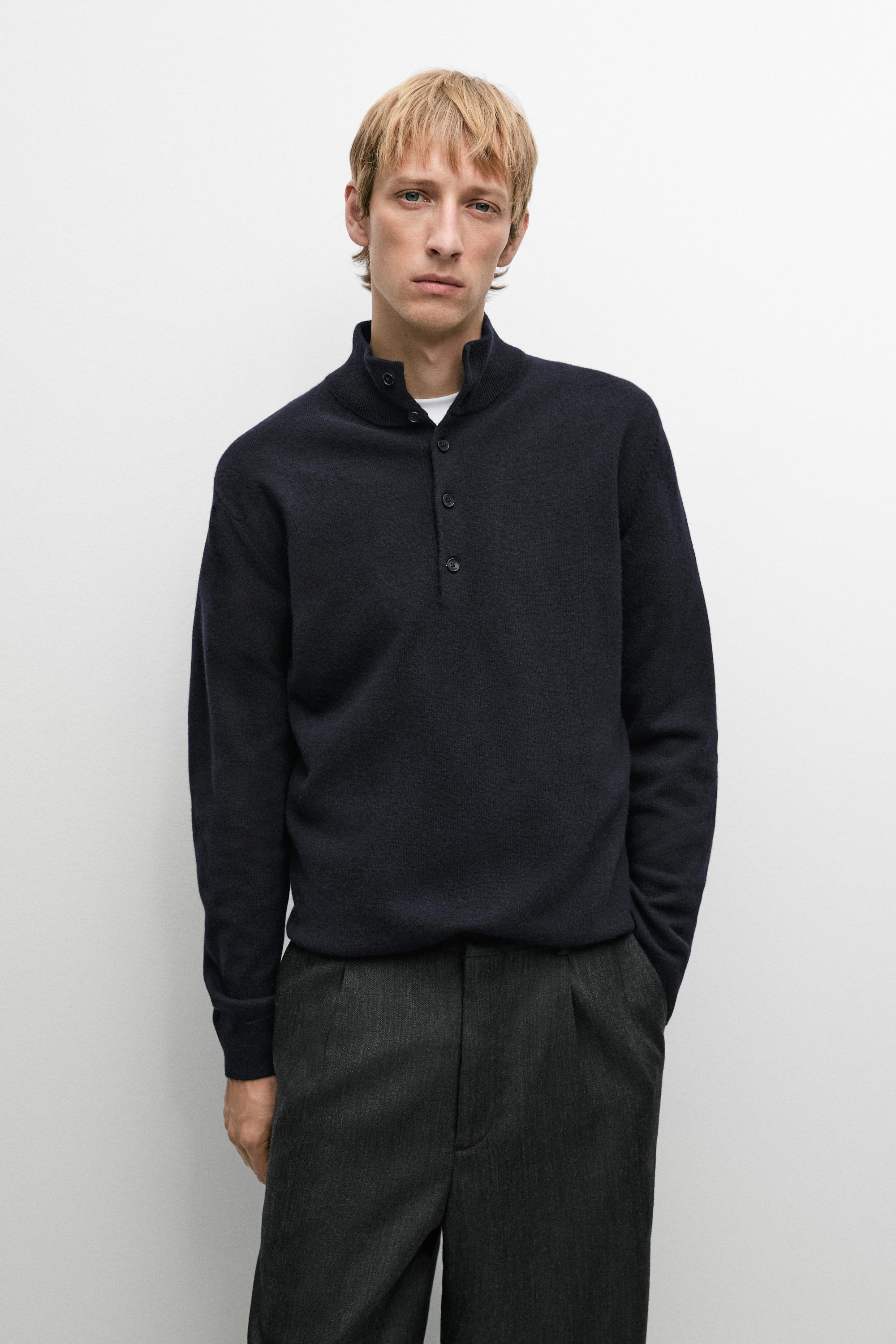 Pull en maille à col mock mélange de laine