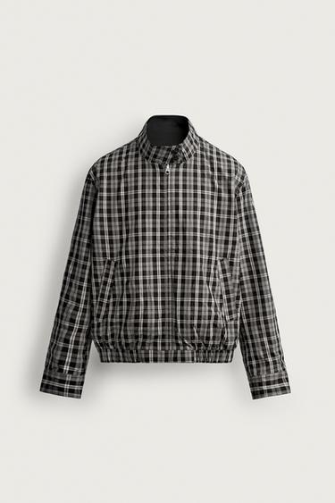 Zara REVERSIBLE PLAID JACKET - Black