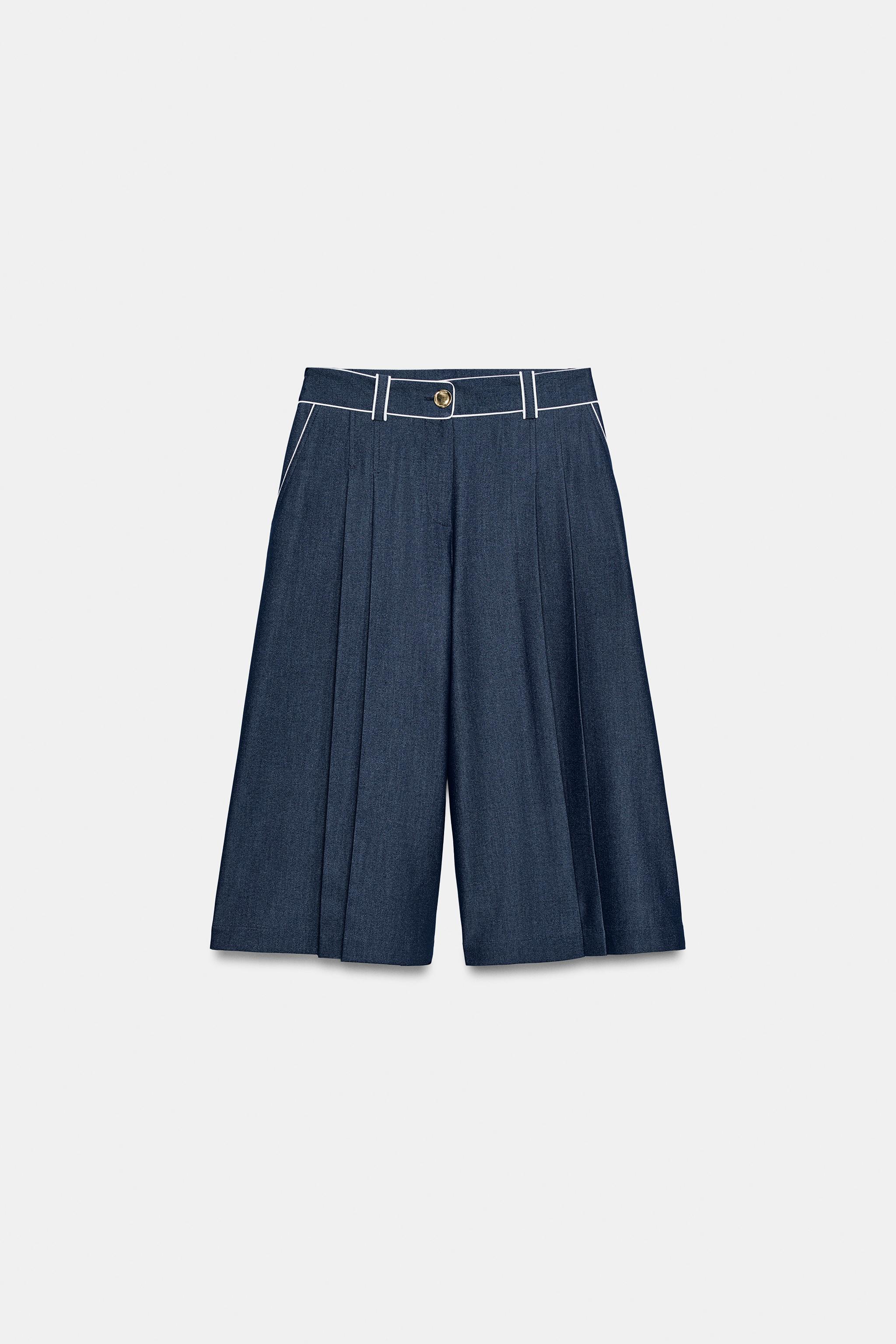 WIDE SHORTS WITH CONTRAST PIPING