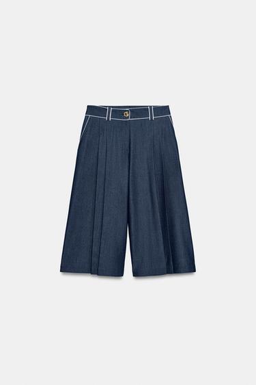 WIDE BERMUDA SHORTS WITH CONTRAST PIPING - Blue by Zara - Image 6