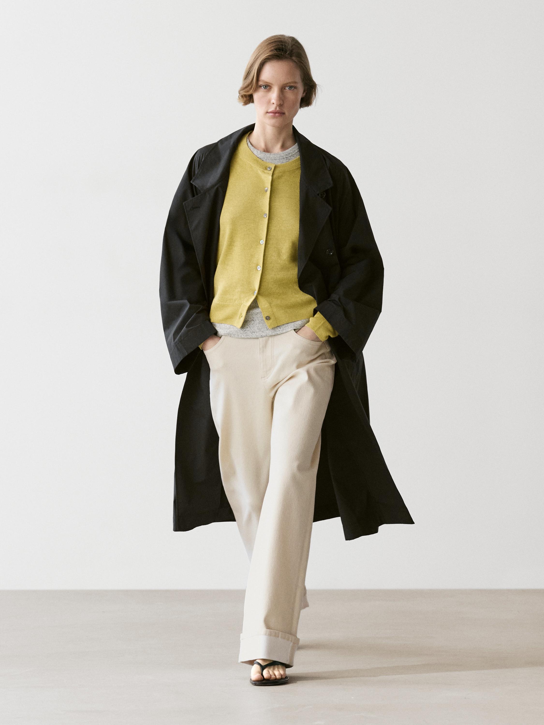 Short linen knit cardigan