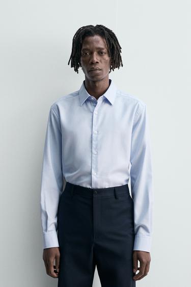 REGULAR FIT TEXTURED SHIRT - Sky blue by Zara