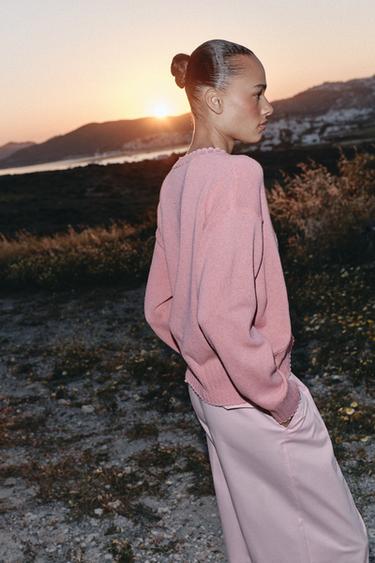 ASYMMETRIC HEM KNIT JUMPER - Pink by Zara - Image 3