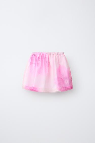 ORGANZA FLORAL SKIRT - Pink by Zara - Image 1