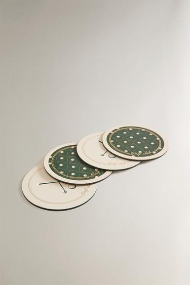 PACK OF CORK GOLF COASTERS (PACK OF 4) - Green by Zara - Image 1