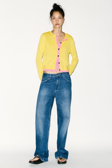 Zara COLOR BLOCK KNIT JACKET - Yellow - Image 0