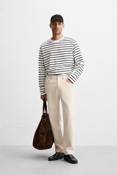 STRIPED T-SHIRT - White / Navy by Zara - Image 0