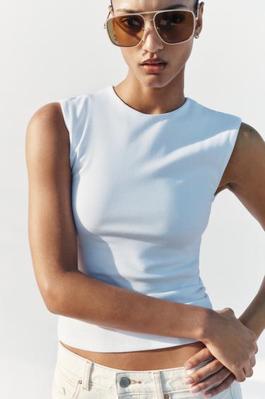 T-SHIRT SANS MANCHES - Blanc de Zara - Image 3