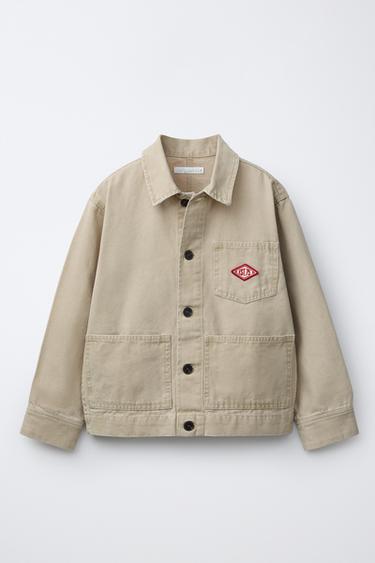 CANVAS OVERSHIRT WITH PATCH - Sand by Zara - Image 0