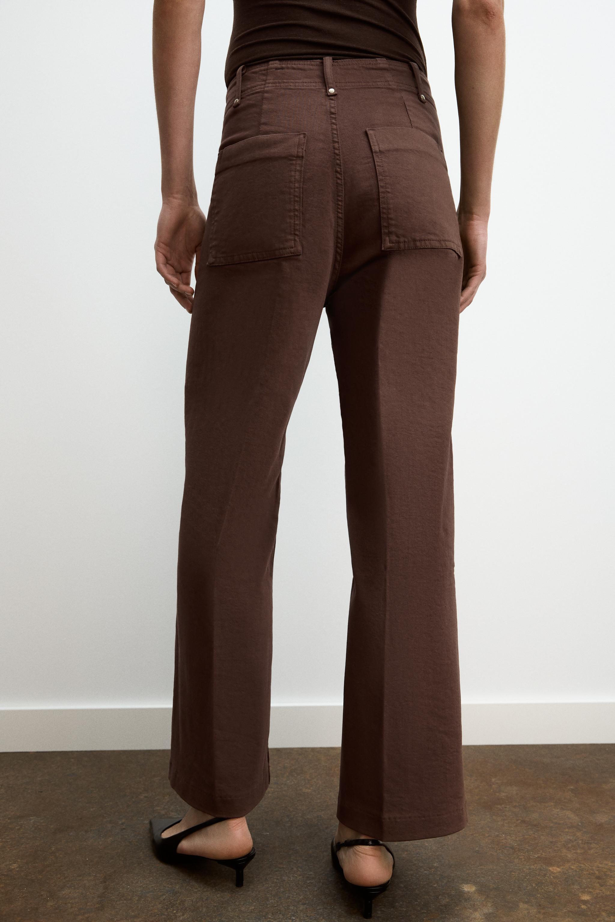 JEANS ZW COLLECTION WIDE LEG CINTURA ALTA - Branco-marfim | ZARA