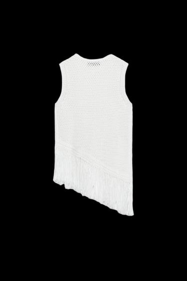 STRICKTOP MIT FRInges - Weiß von Zara