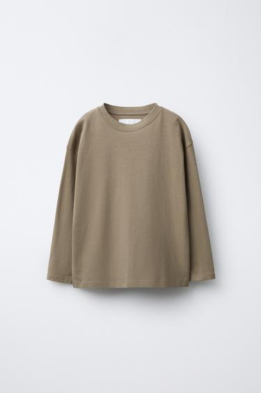 BASIC MEDIUM WEIGHT T-SHIRT - Light khaki by Zara