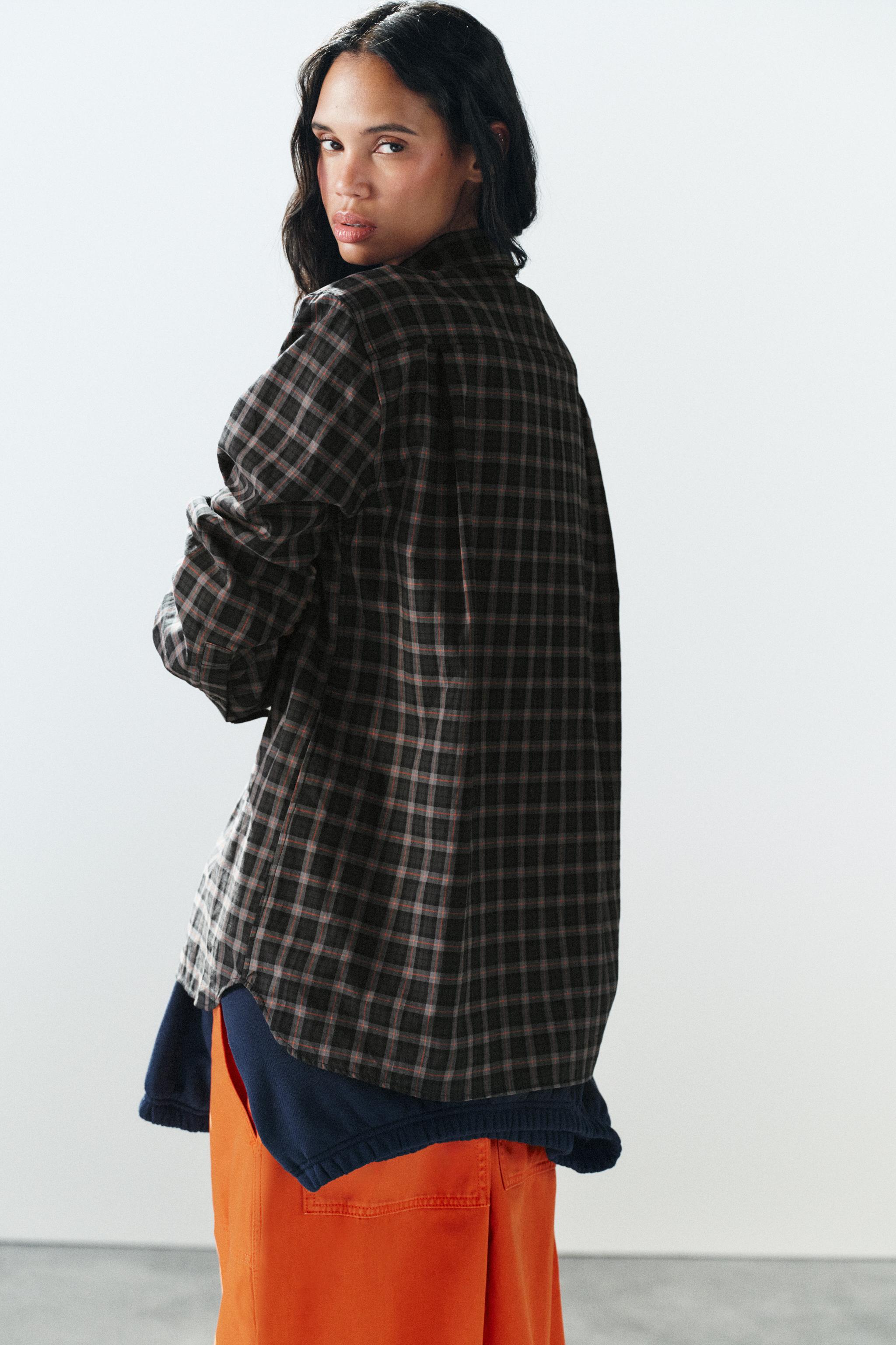 CHEMISE OVERSIZE EN POPELINE À CARREAUX