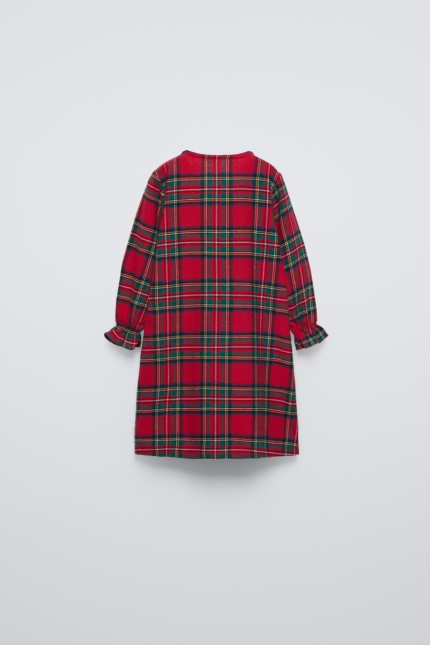 3～6歳/チェック柄フランネルナイトガウン - レッド | ZARA Japan / 日本
