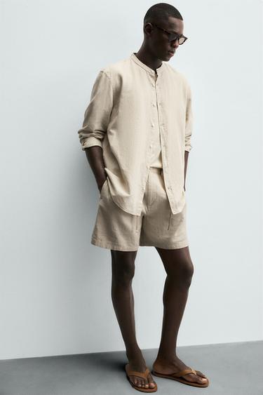 BERMUDA AVEC LIN - Beige clair de Zara - Image 5