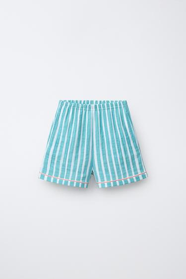 6-14 ANS/ PYJAMA CHEMISE À RAYURES ET FLEURS - Bleu / Blanc de Zara - Image 3