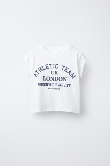 CAMISETA VARSITY TEXTO - Blanco roto de Zara - Imagen 0